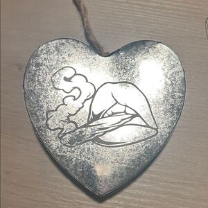 Silver Heart Wall Art with Smoking Lips Design